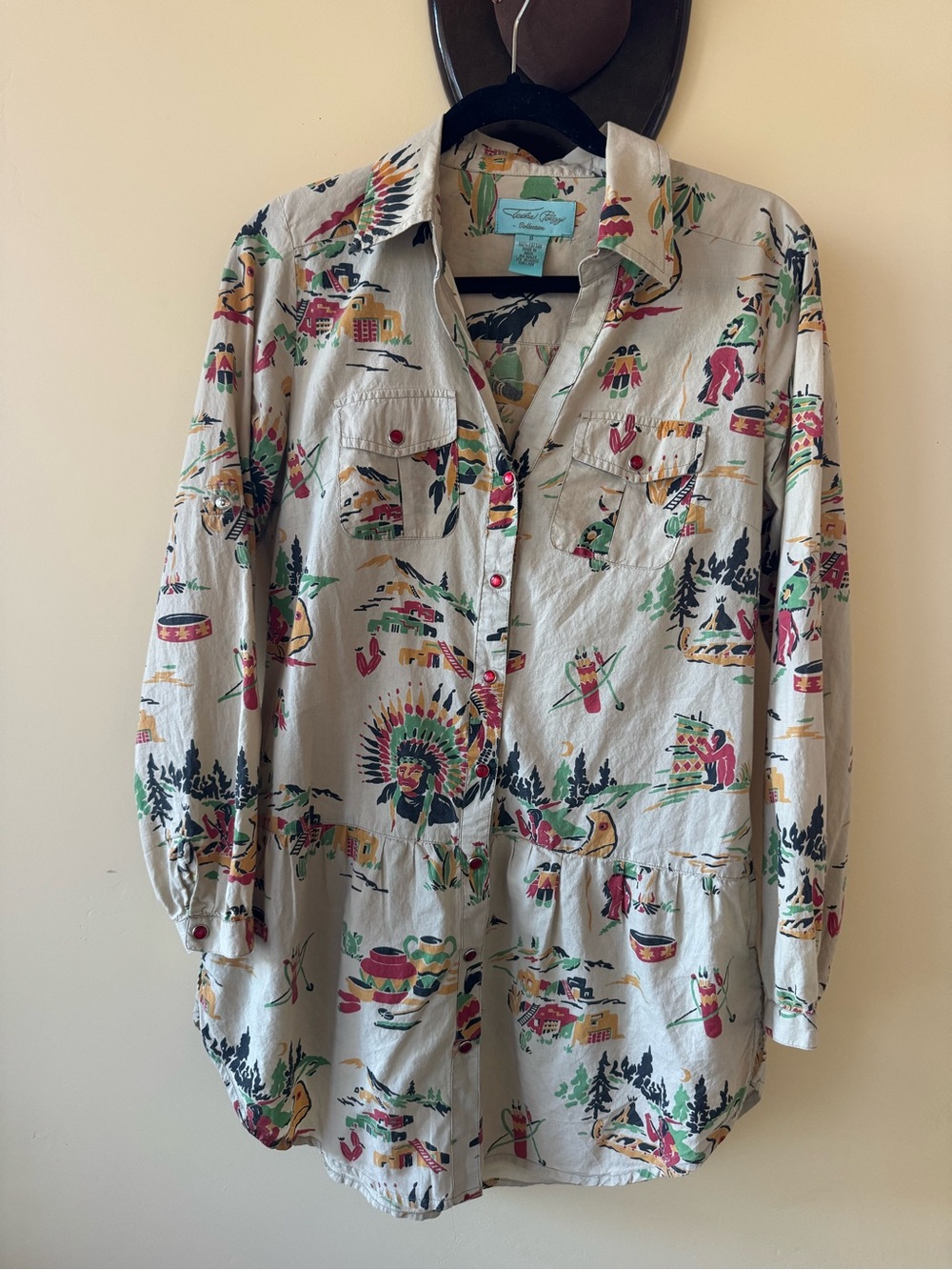 Tasha Polizzi Collection Women's Western Indian Pearl Snap Tunic US Size Small